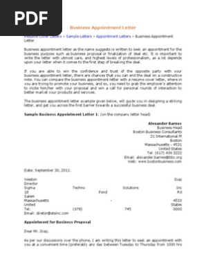 Business Appointment Letter