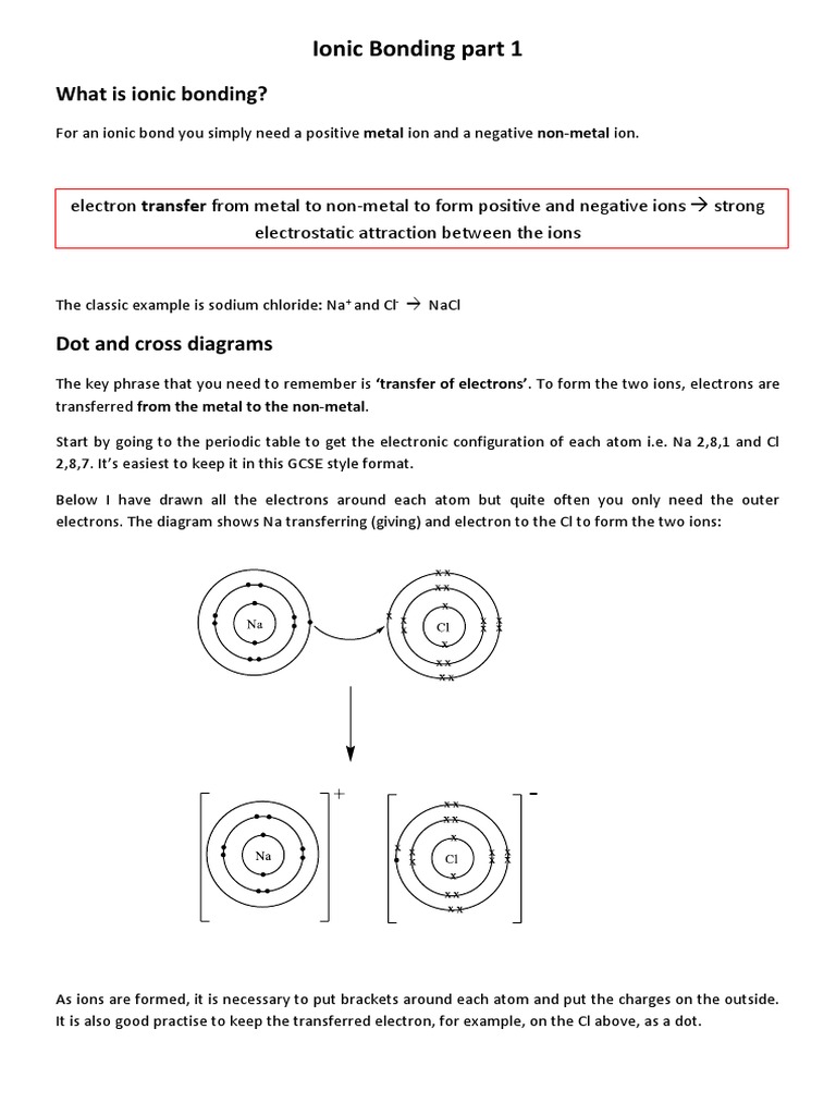 Dot and Cross Diagrams of Ionic Bonding | PDF | Ionic Bonding | Ion