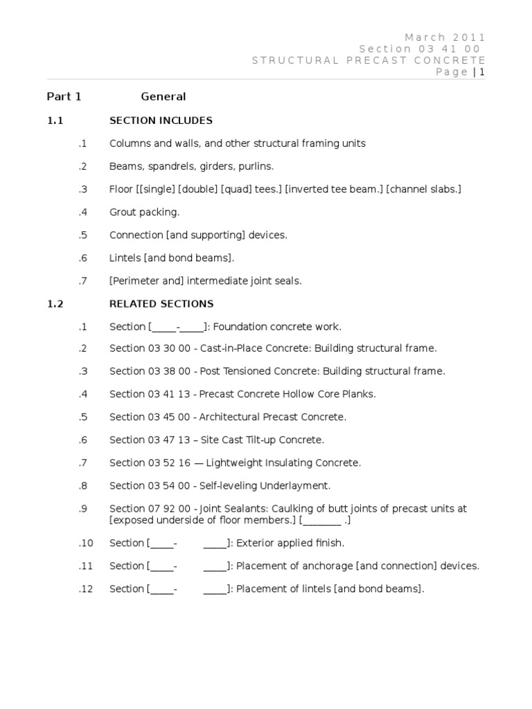 Structural Precast Specifications | PDF | Economy (General) | Business