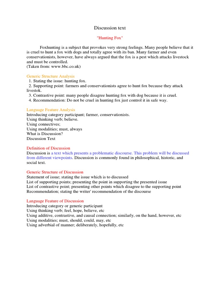 Discussion Text Grammatical Tense Verb