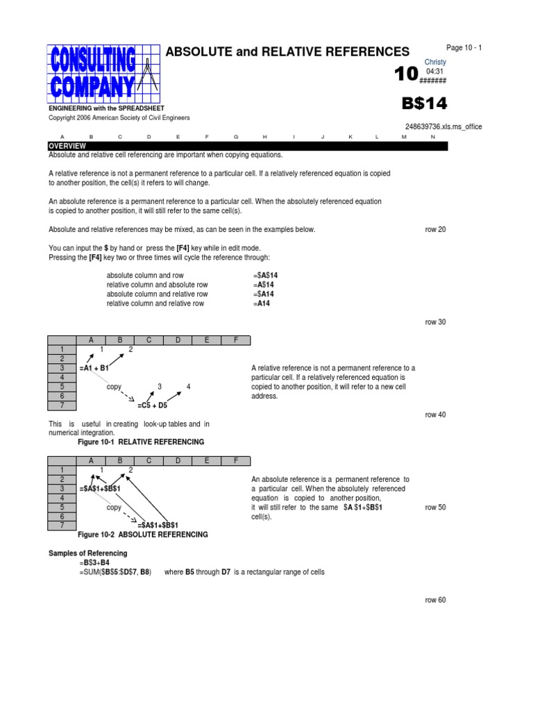10 Absolute Relative References | PDF | Spreadsheet | Matrix (Mathematics)