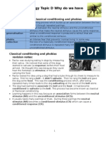 GCSE Psychology Topic D Why Do We Have Phobias?: Key Terminology - Classical Conditioning and Phobias