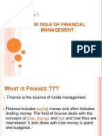 The Role of Financial Management: Ecture O