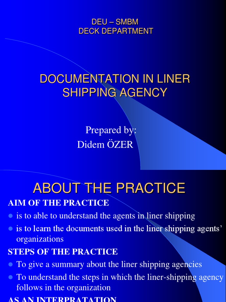 Documentation in Liner Shipping Agencies PDF Bill Of Lading Cargo