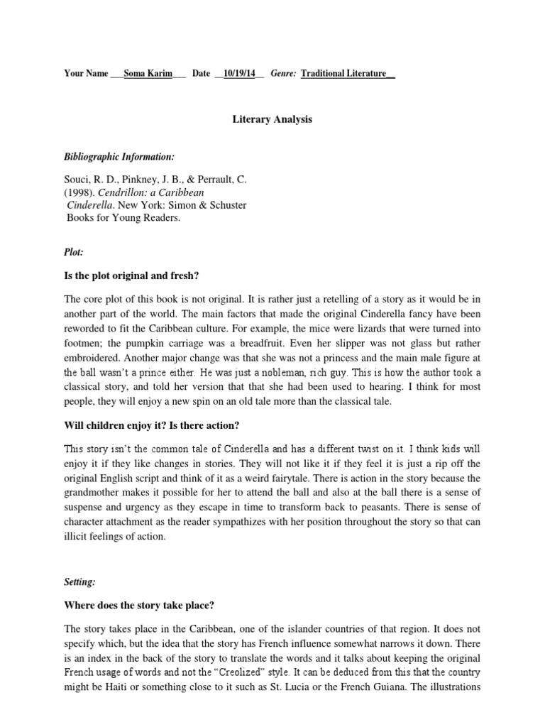 Cendrillon A Caribbean Cinderella Summary PDF Cinderella Narration