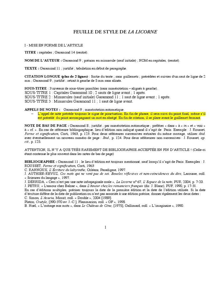 Feuille Style Pour Auteurs Pdf Pdf Ponctuation Grammaire Anglaise