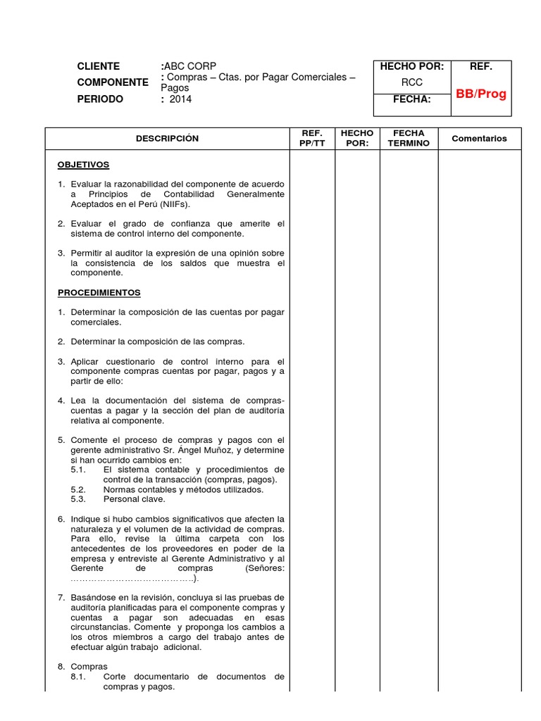 Auditoría de Compras y Cuentas a Pagar | PDF