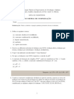 Lista de exercícios de volumetria de complexação com EDTA