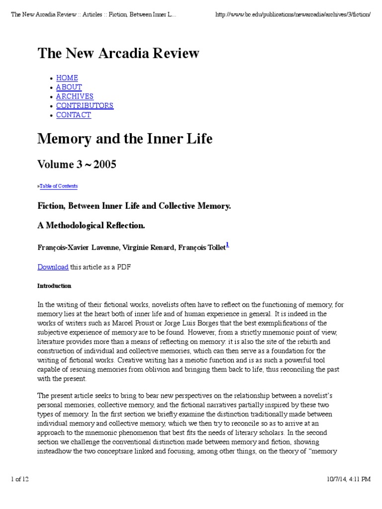 Memory's Role in Fictional Narratives | PDF | Memory | Imagination