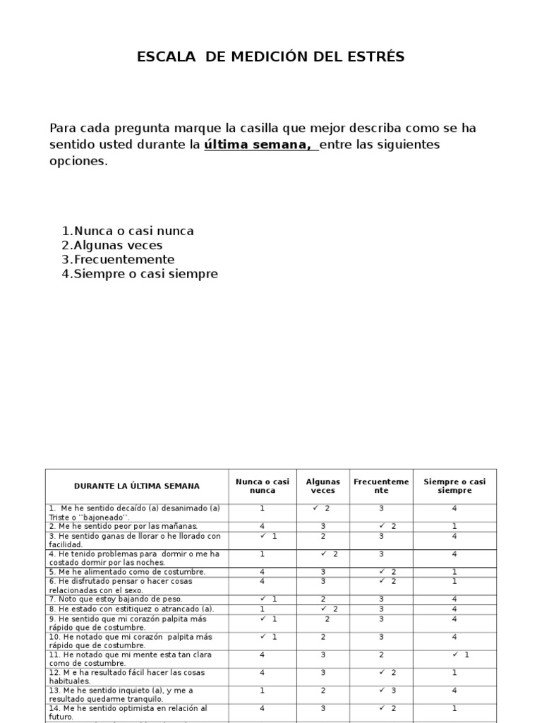 Escala de Medicion Del Estres | PDF