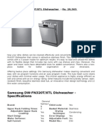 Samsung DW-FN320T Dishwasher with 12 place settings and 6 wash programs