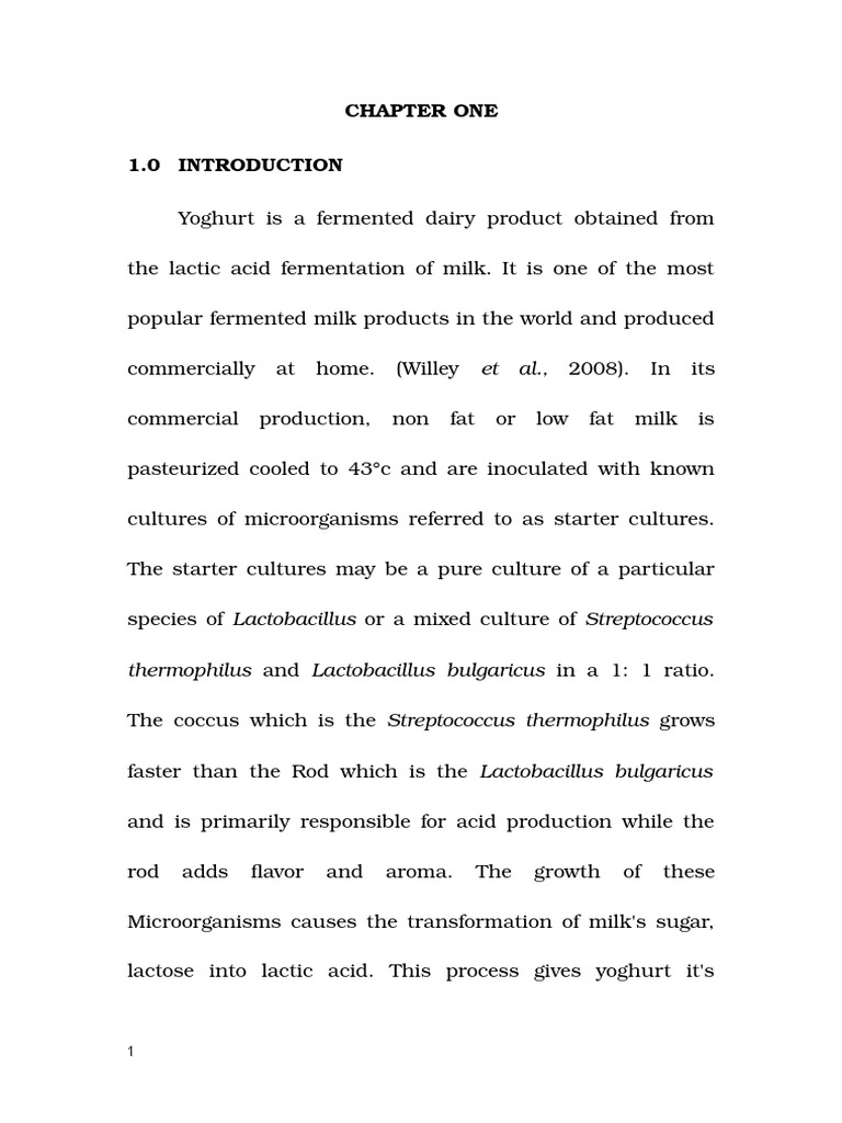 Production of Yoghurt PDF