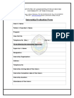 Internship Evaluation Form: Institute of Administrative Sciences University of The Punjab