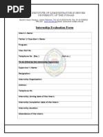 Internship Evaluation Form: Institute of Administrative Sciences University of The Punjab