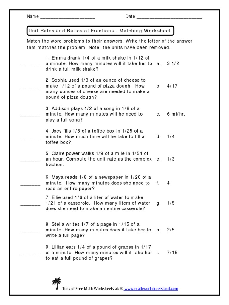 unit-rates-and-ratios-of-fractions-matching-worksheet-name-date-pdf