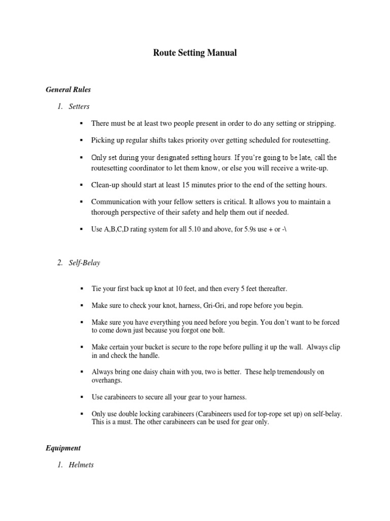 Route Setting Manual Pdf