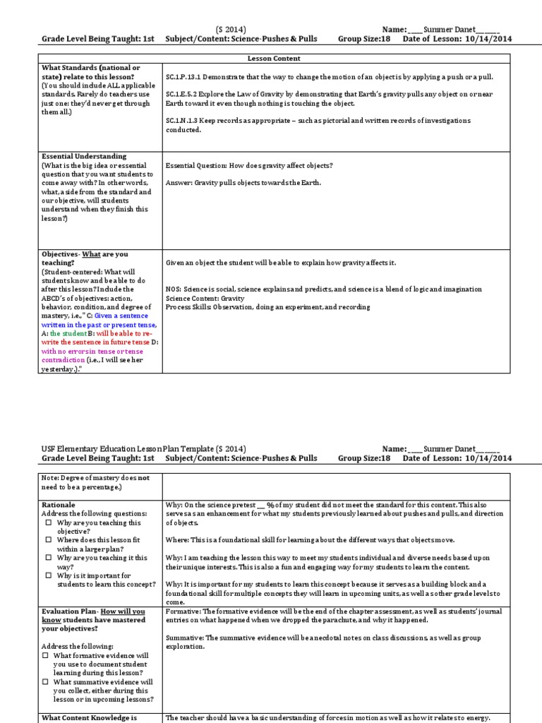 1st Grade Science Lesson on Gravity | PDF | Lesson Plan | Teachers