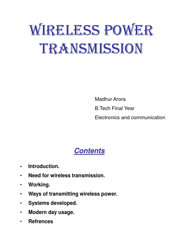 Wireless Power Transfer Presentation For Beginners Pdf Antenna