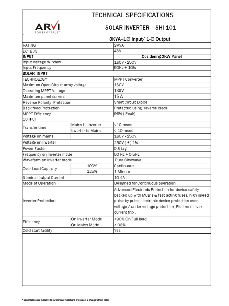 3kva 48Vdc Solar Home Inverter Spec 2013 2kw Panel | PDF | Power ...