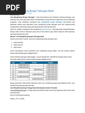 Cara Menghitung Bunga Tabungan