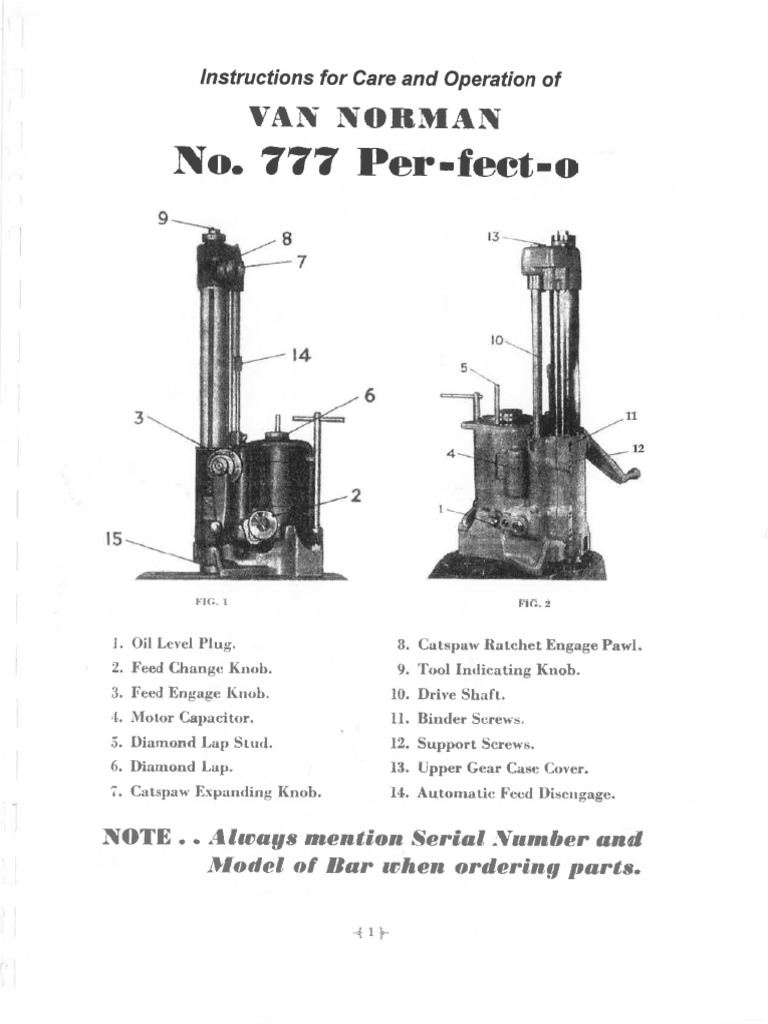 Van Norman 777 Boring Bar Instructions