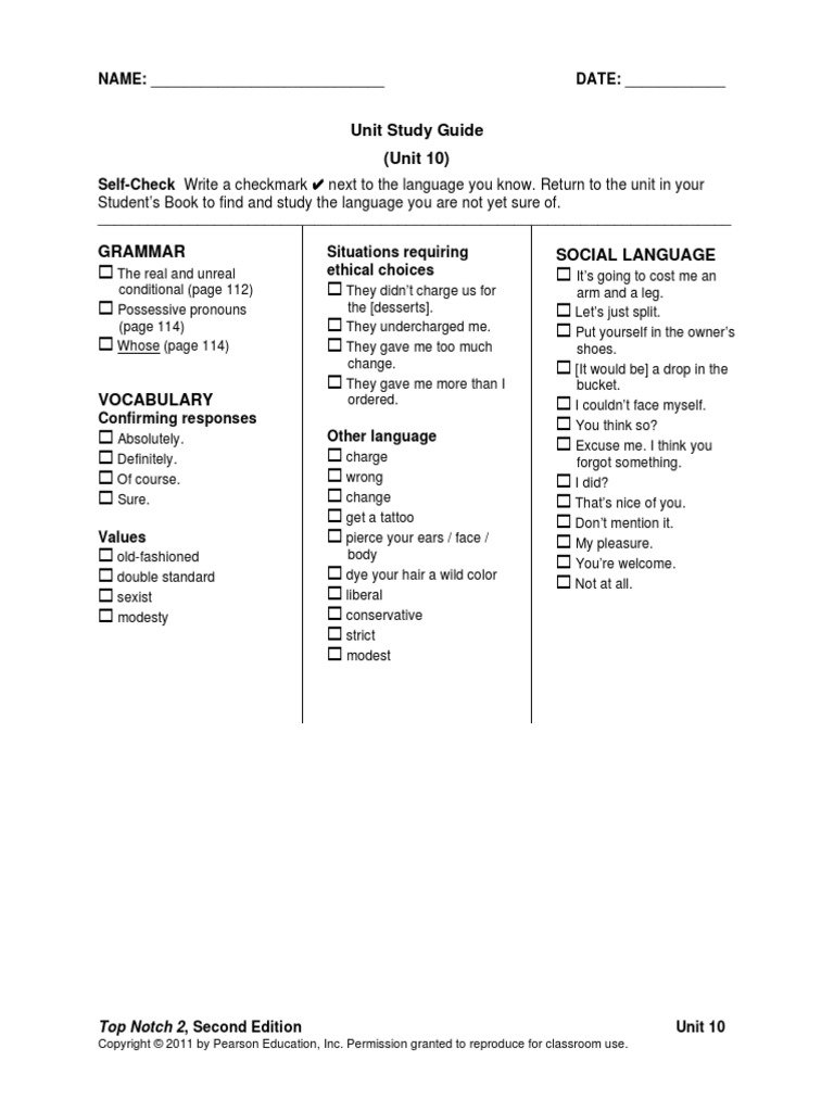 Unit Study Guide (Unit 10) | PDF