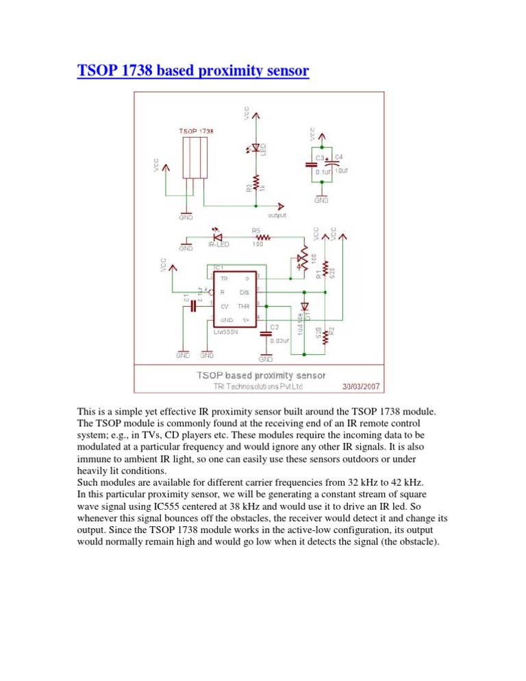 TSOP 1738 IR Proximity Sensor Design | PDF | Science & Mathematics ...