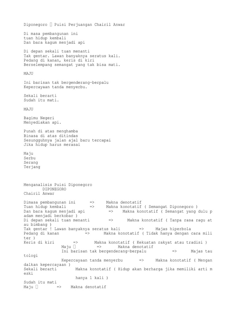 Puisi Diponegoro
