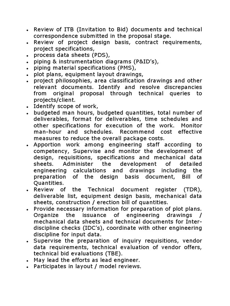 Review Of Itb For Proposal Engg Pdf Specification Technical