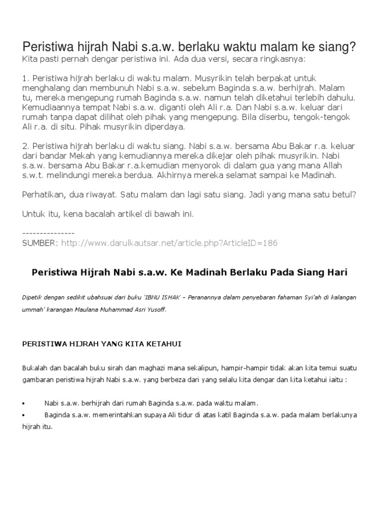 Peristiwa Hijrah Nabi S Pdf