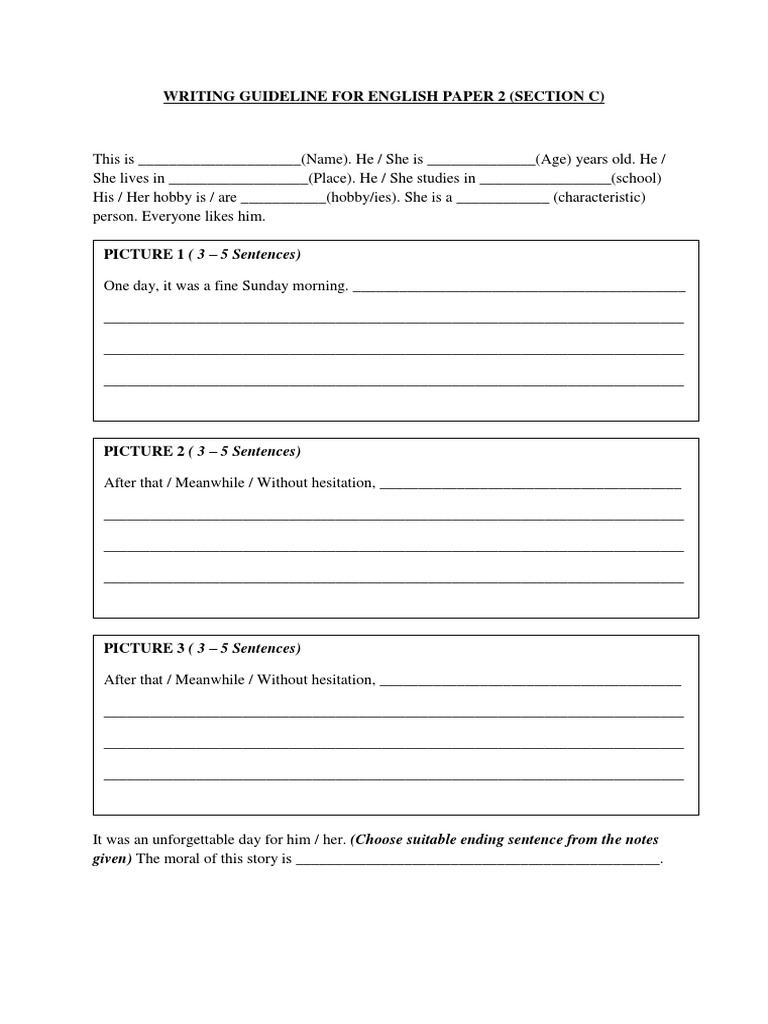 Writing Guideline For English Paper 2 (Section C) | PDF
