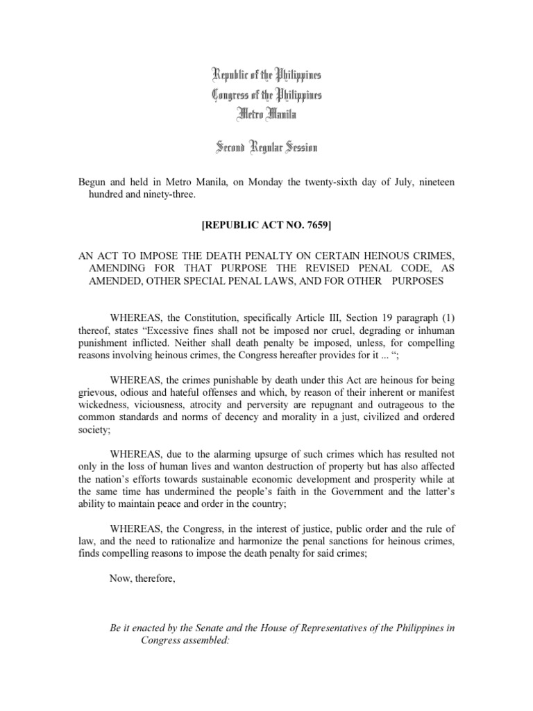 Republic Act 7659 | PDF