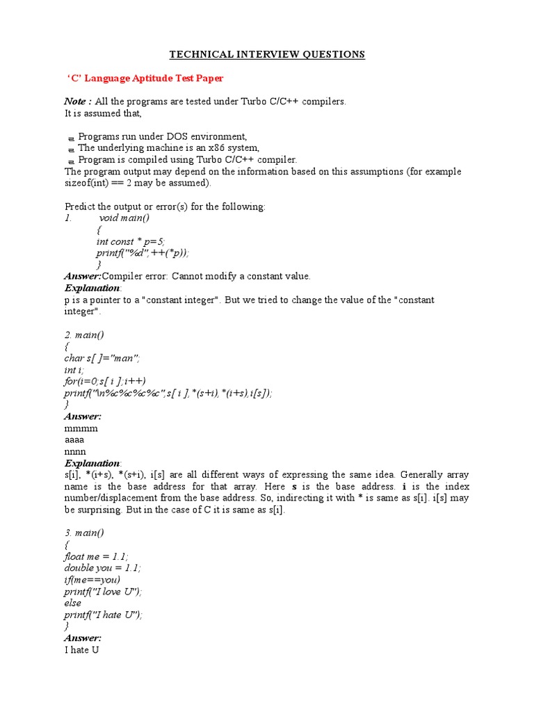 C Language Question Bank | PDF | Pointer (Computer Programming) | C ...