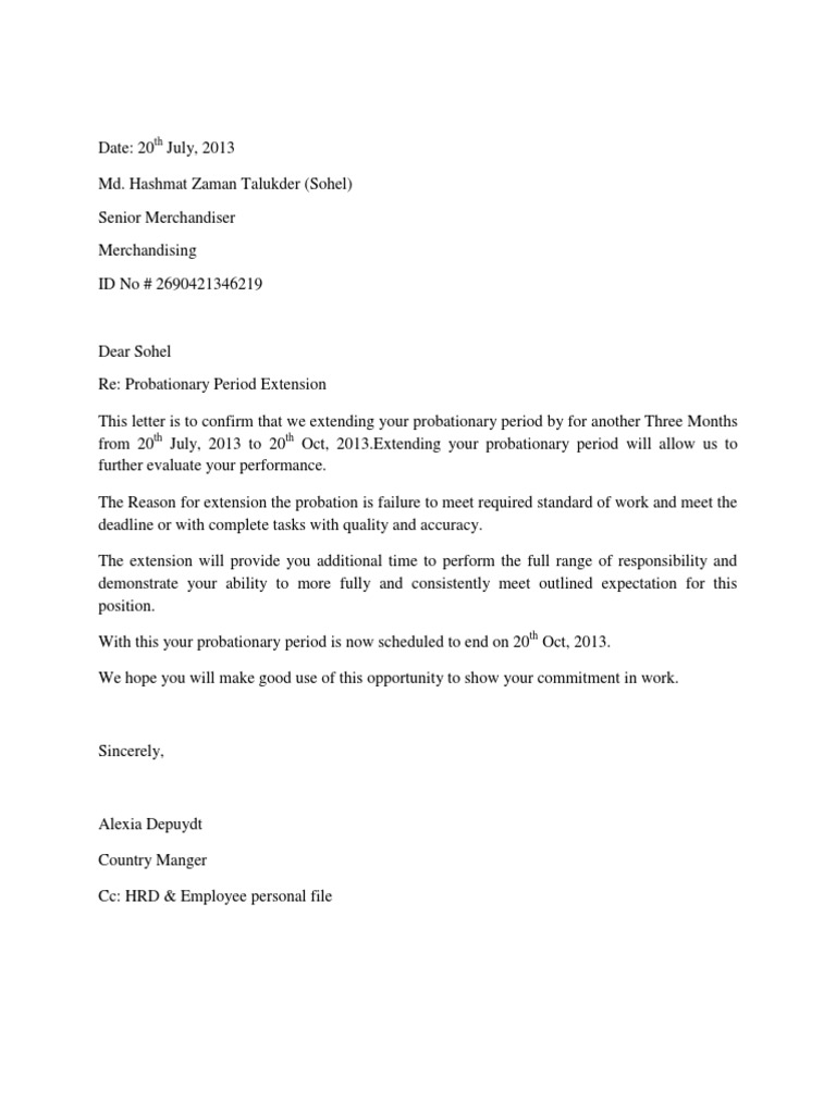 Probationary Period Extension Notice | PDF