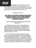Jfl Press Release October 25 14 13 Blood Donation Medicine