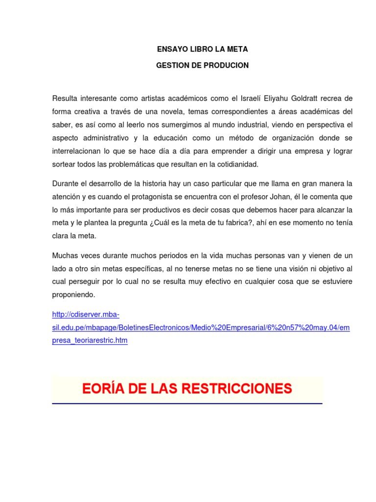ENSAYO LIBRO LA META.docx Mercado (economía) Ciencia