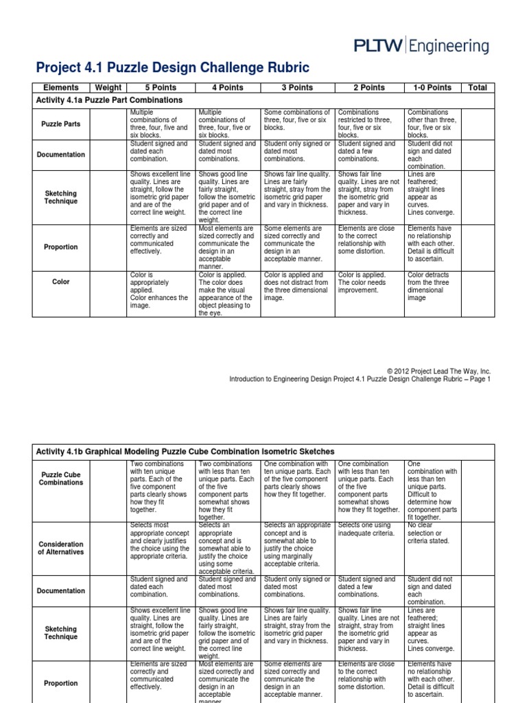 4 1 puzzle challenge rubric Drawing 3 D Computer Graphics Free 30