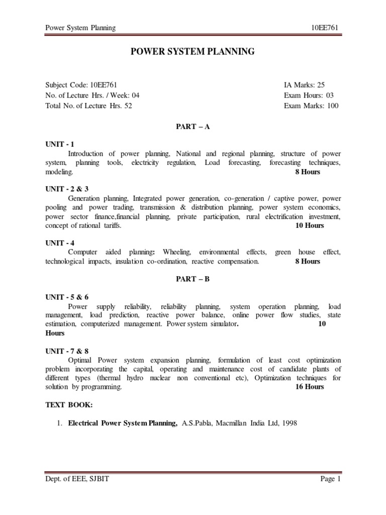 Eee Vii Power System Planning (10ee761) Notes | PDF | Electric Power ...