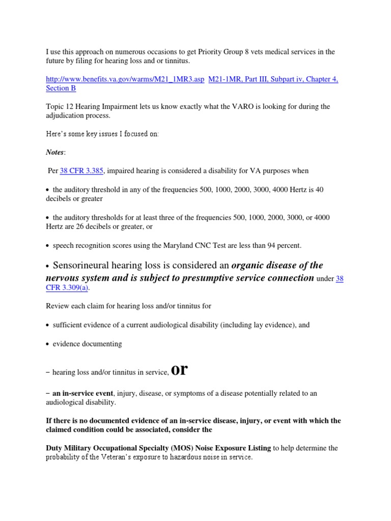 Hearing Loss Claims by Veterans PDF Tinnitus Hearing Loss