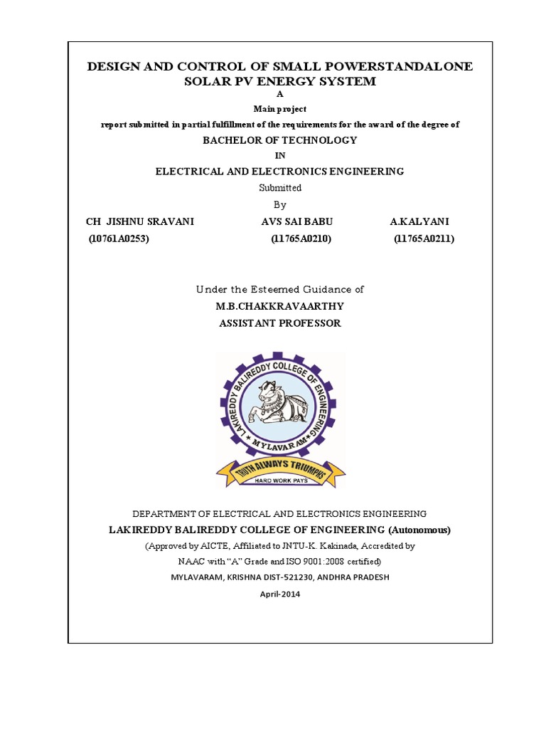 Small Standalone Solar PV System Design | PDF | Electrical Engineering ...