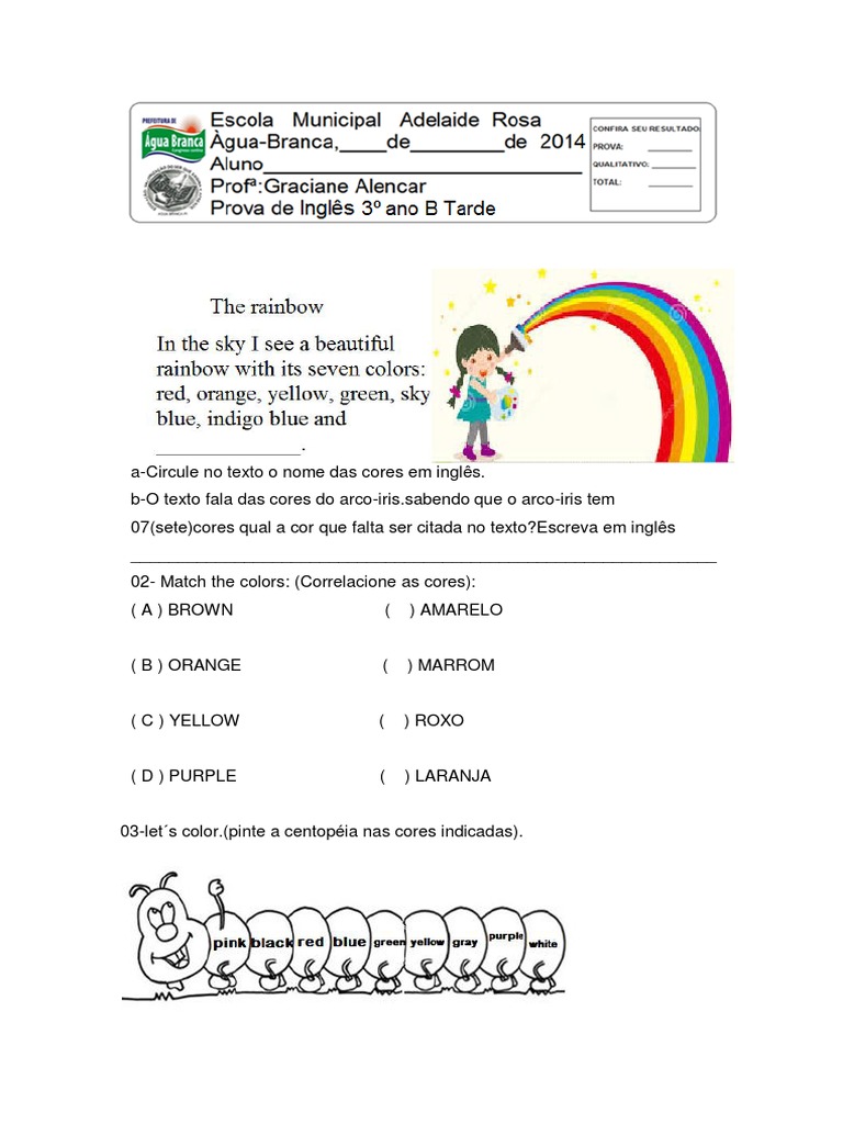 1ª prova de ingles 3 ano.pdf