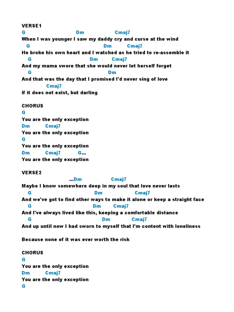 Only Exception Chords Pdf