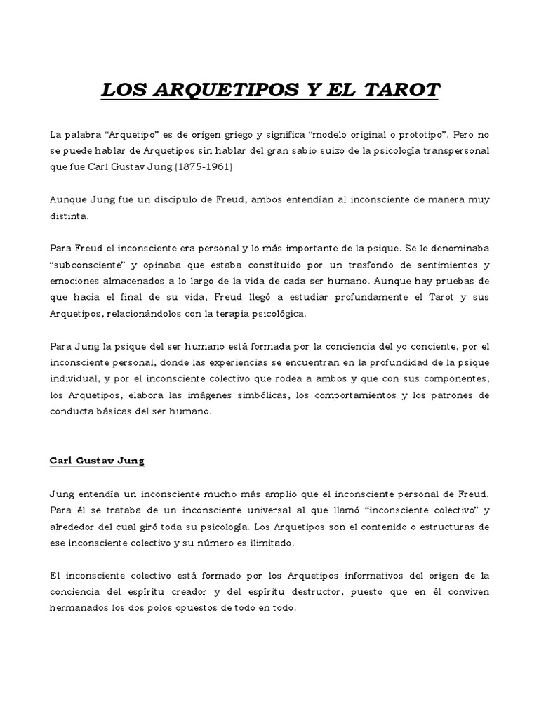 Arquetipos de Jung y su relación con el Tarot | PDF | Carl Jung ...