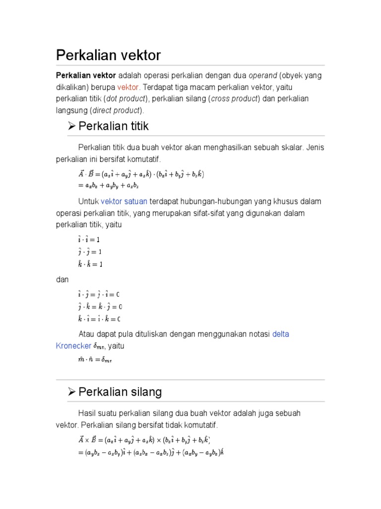 Perkalian Vektor | PDF