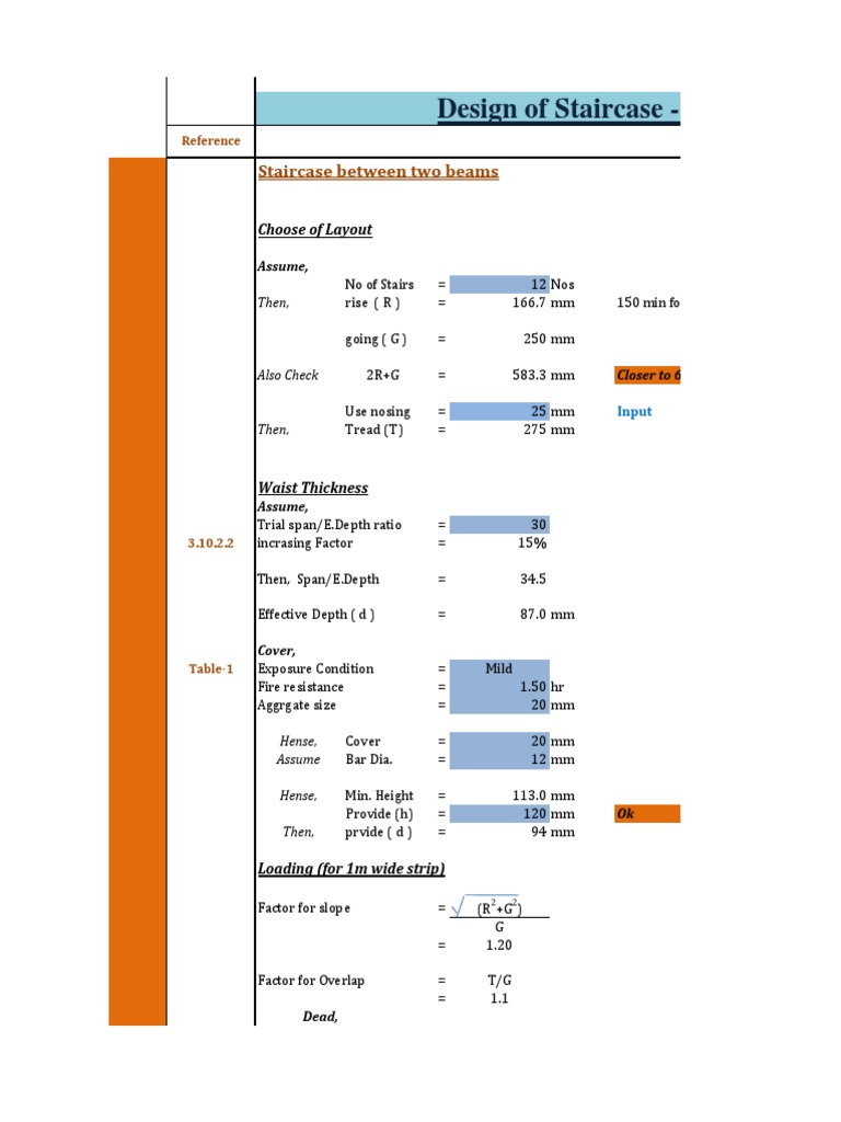 Staircase Design and Load Calculations | PDF | Stairs | Beam (Structure)