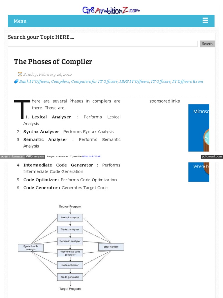 Phases of Compiler HTML | PDF