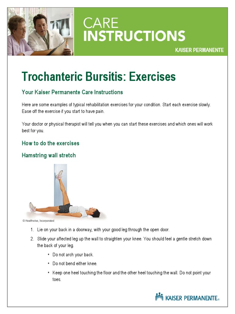 Trochanteric Bursitis: Exercises: Your Kaiser Permanente