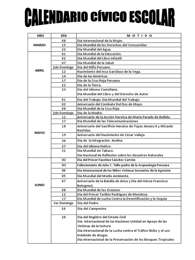 calendario civico escolar.docx Perú América del Sur