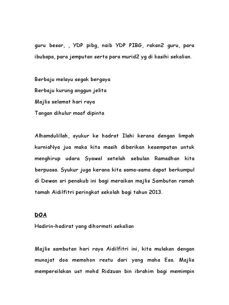 Teks Ramah Tamah 2013 Pdf