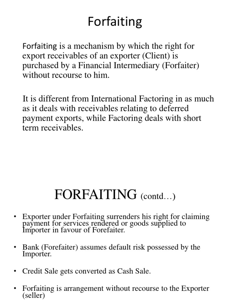 Forfaiting: A Financial Overview | PDF